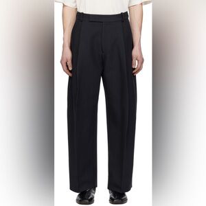 NWT Studio Nicholson Curved Leg Pull Trousers Navy